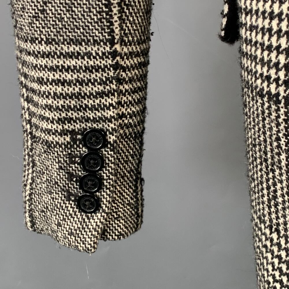 MICHAEL by MICHAEL KORS Size S Black White Wool Blend Plaid Double Breasted Coat - Picture 5 of 12